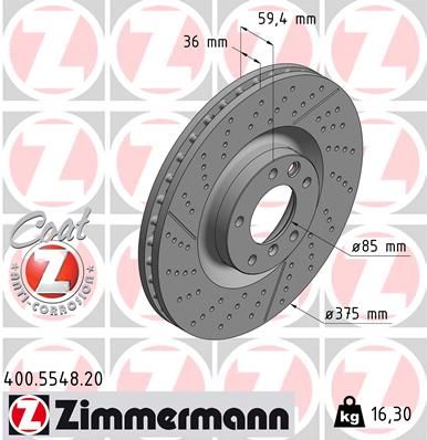 Zimmermann 400554820 Диск гальмівний Coat Z