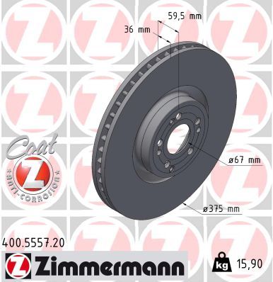 Zimmermann 400555720 диск гальмівний Coat Z