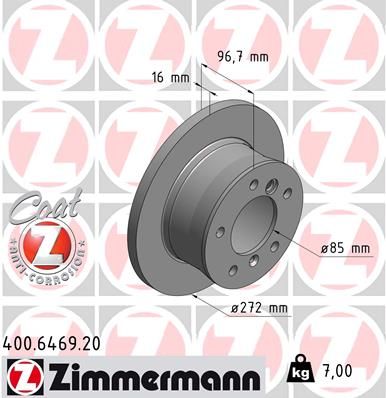 Zimmermann 400646920 Диск гальмівний Coat Z