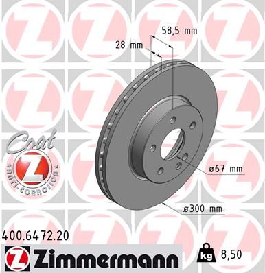 Zimmermann 400647220 Диск гальмівний Coat Z