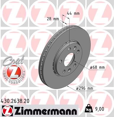 Zimmermann 430263820 Диск гальмiвний передній Coat Z