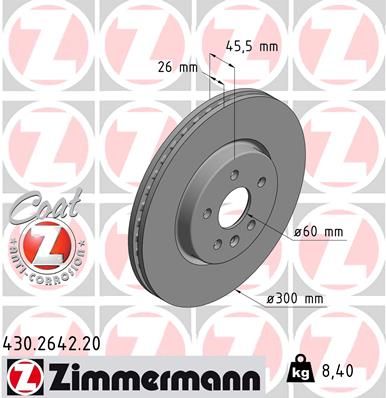 Zimmermann 430264220 Диск гальмівний Coat Z