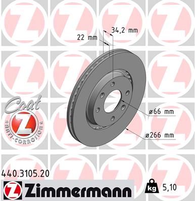 Zimmermann 440310520 диск гальмівний Coat Z