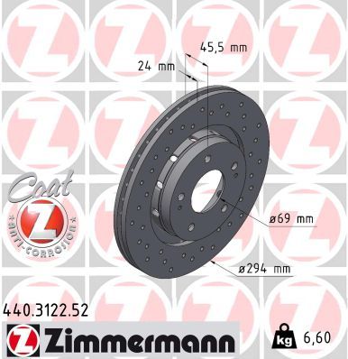 Zimmermann 440312252 Диск гальмівний SPORT Z