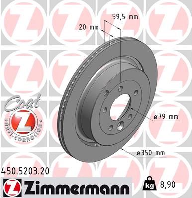 Zimmermann 450520320 Диск гальмівний (задній) Land Rover Discovery 04-18/Range Rover Sport 05-13 (35