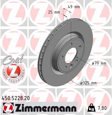 Zimmermann 450522820 Диск гальмівний Coat Z