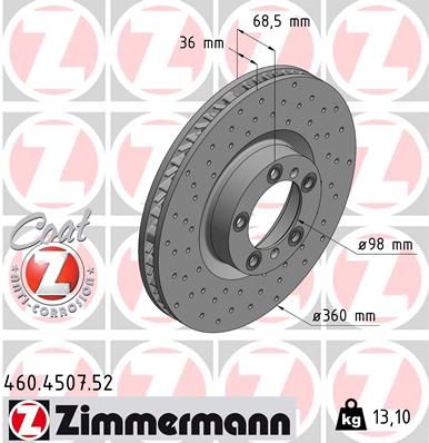 Zimmermann 460450752 Диск гальмівний SPORT Z правий