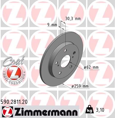 Zimmermann 590281120 Диск гальмівний Coat Z