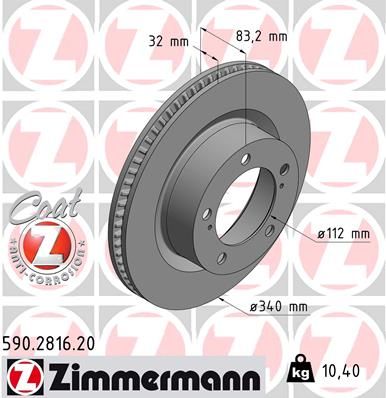 Zimmermann 590281620 Диск гальмівний Coat Z