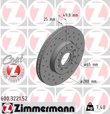 Zimmermann 600322152 Диск гальмівний SPORT Z передній