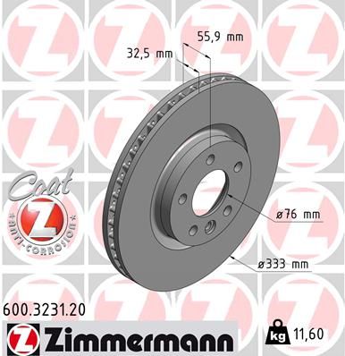 Zimmermann 600323120 Диск гальмівний Coat Z