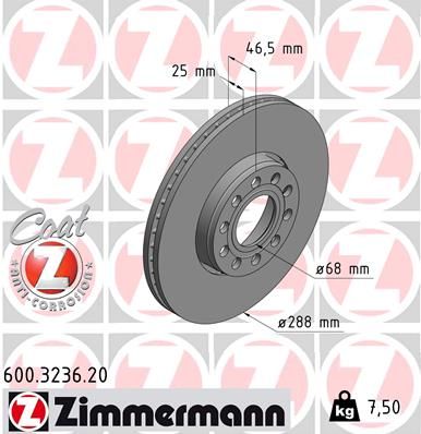 Zimmermann 600323620 Диск гальмівний Coat Z