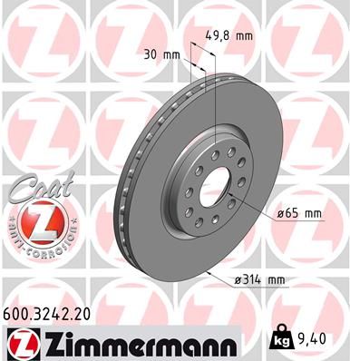 Zimmermann 600324220 Диск гальмівний Coat Z