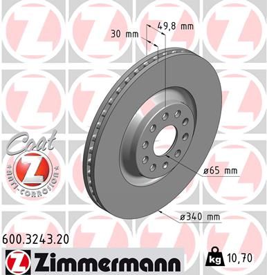 Zimmermann 600324320 Диск гальмівний Coat Z