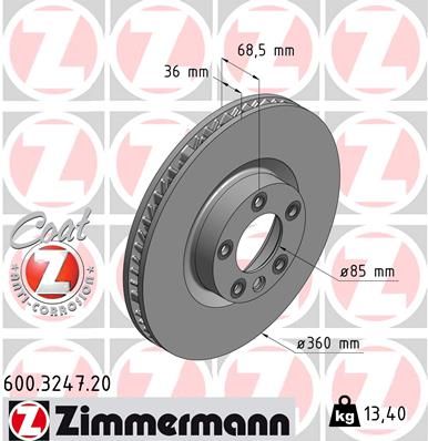 Zimmermann 600324720 Диск гальмівний Coat Z лівий