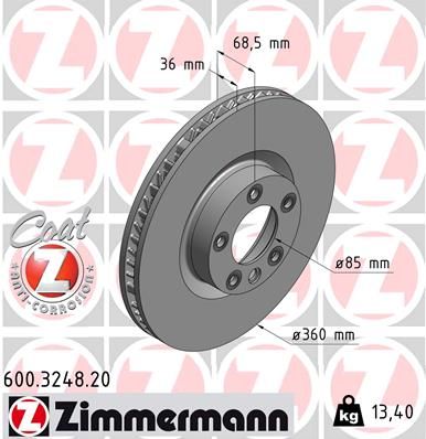 Zimmermann 600324820 Диск гальмівний Coat Z правий
