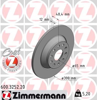 Zimmermann 600325220 Диск гальмівний задній Coat Z