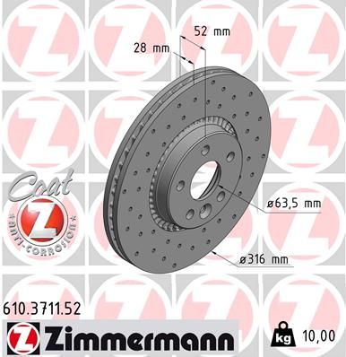 Zimmermann 610371152 Диск гальмівний SPORT Z