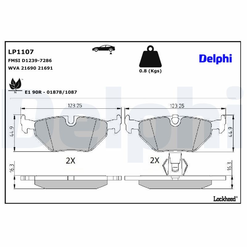 LP1107 Delphi Колодки гальмівні (задні) BMW 5 (E39) 95-04 (Continental)