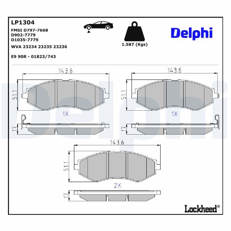 LP1304 Delphi Гальмівні колодки до дисків