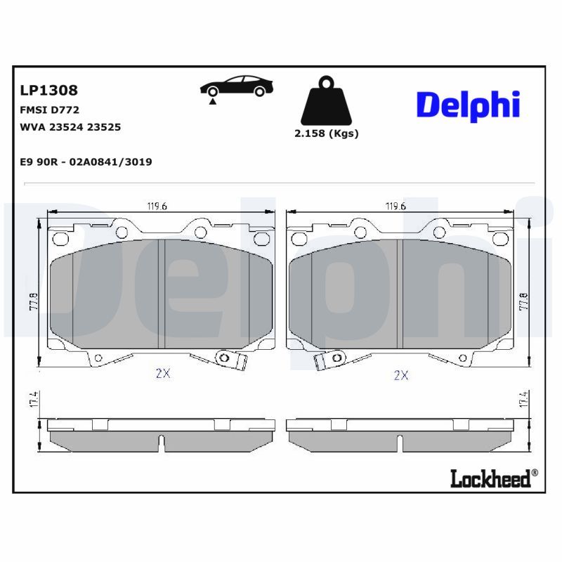 LP1308 Delphi Гальмівні колодки до дисків