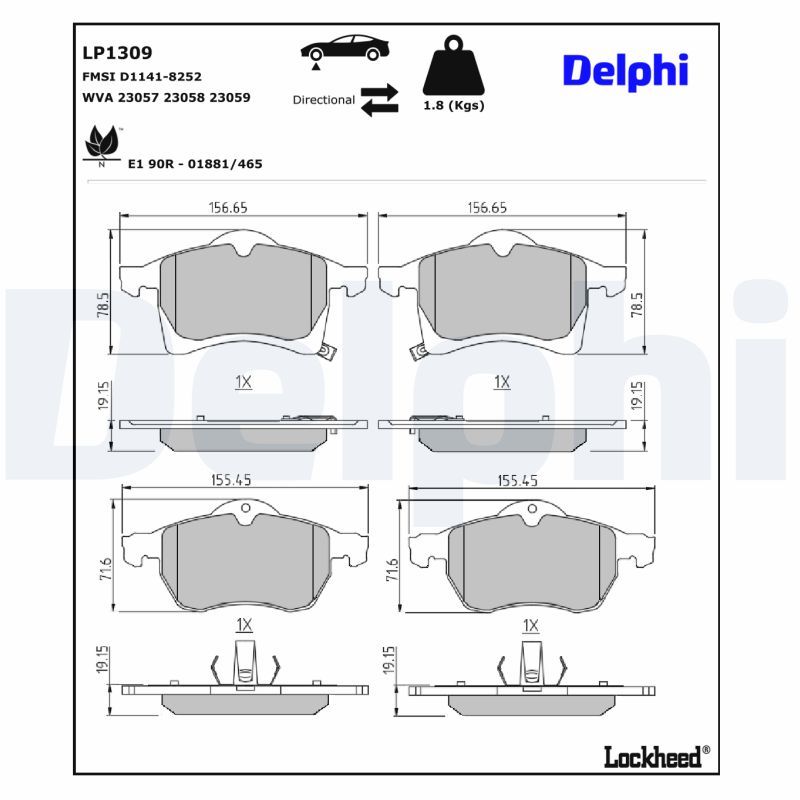 LP1309 Delphi Гальмівні колодки до дисків