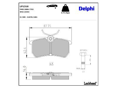 LP1316 Delphi Колодки гальмівні (задні) Ford Focus 98-04/Fiesta 05- (Trw)