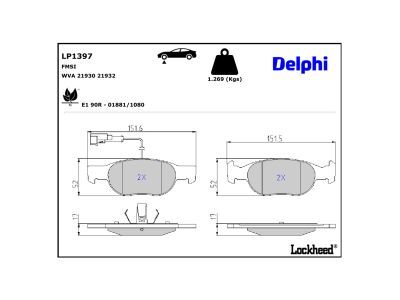 LP1397 Delphi Гальмівні колодки до дисків