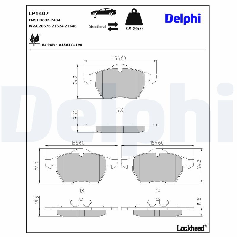 LP1407 Delphi Гальмівні колодки до дисків