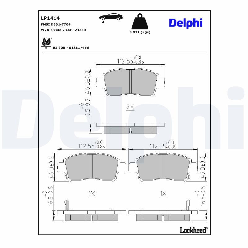 LP1414 Delphi Гальмівні колодки до дисків