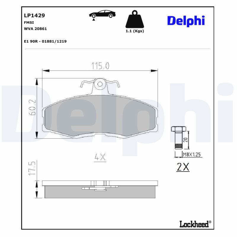 LP1429 Delphi Гальмівні колодки до дисків (з болтами)
