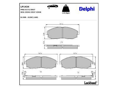 LP1442 Delphi Колодки гальмівні (передні) Chevrolet Cruze 00-08/Subaru Justy 07-/Suzuki Ignis 00-