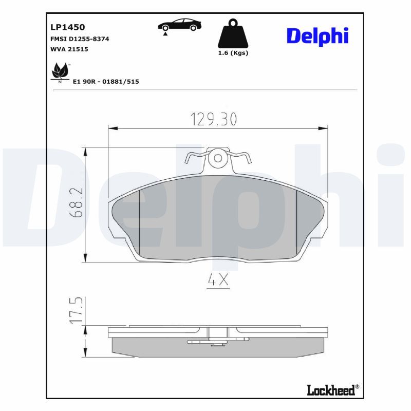 LP1450 Delphi Гальмівні колодки до дисків (з болтами)