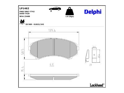 LP1462 Delphi Гальмівні колодки до дисків