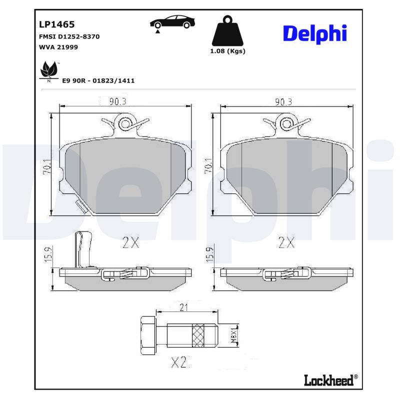 LP1465 Delphi Гальмівні колодки до дисків (з болтами)