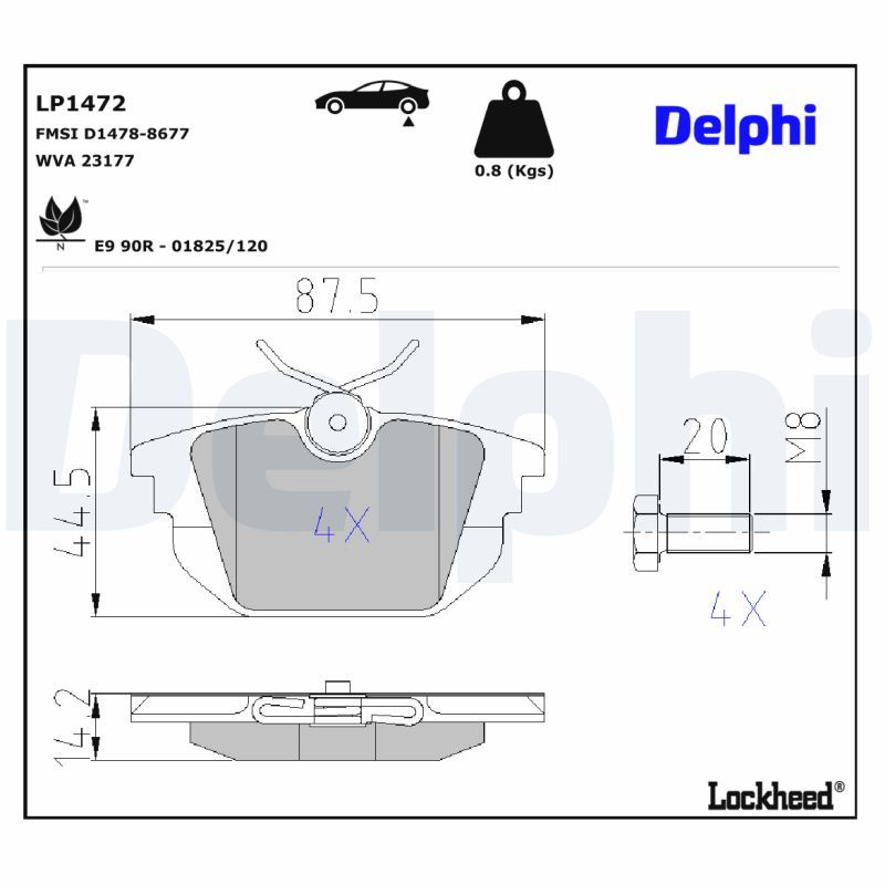 LP1472 Delphi Гальмівні колодки до дисків (з болтами)