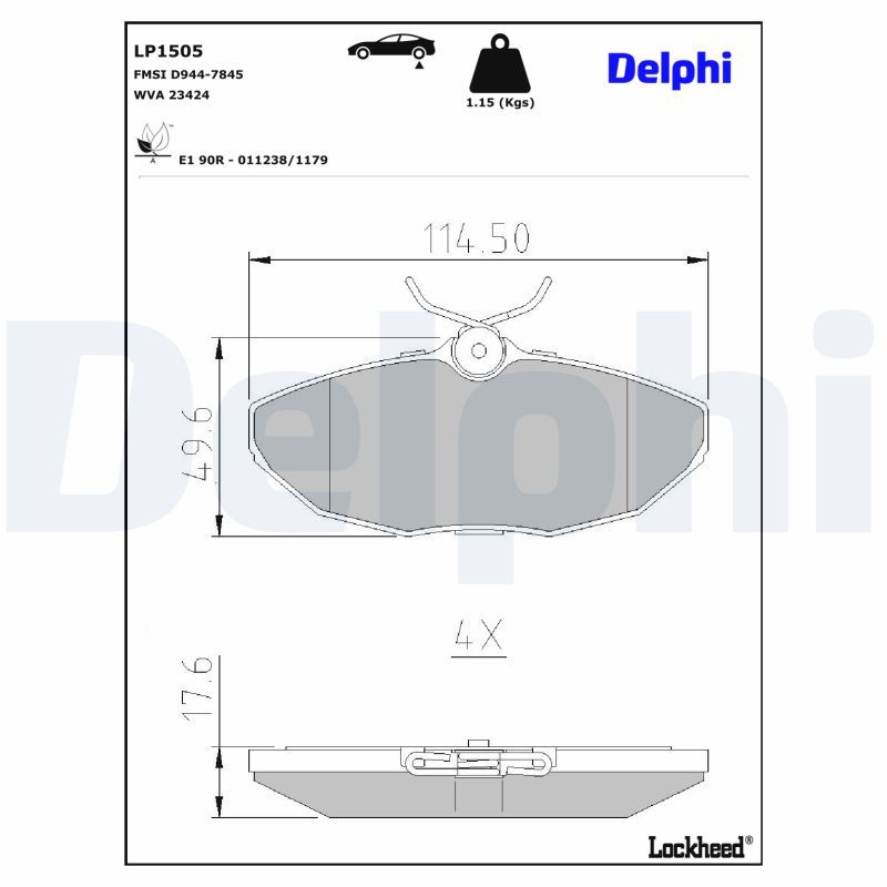 LP1505 Delphi Гальмівні колодки до дисків (з болтами)