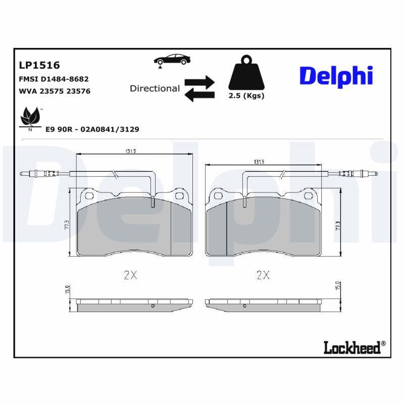 LP1516 Delphi Гальмівні колодки до дисків