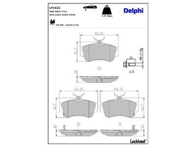 LP1522 Delphi Гальмівні колодки до дисків (з болтами)