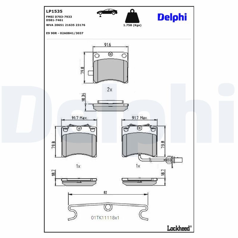 LP1535 Delphi Гальмівні колодки до дисків