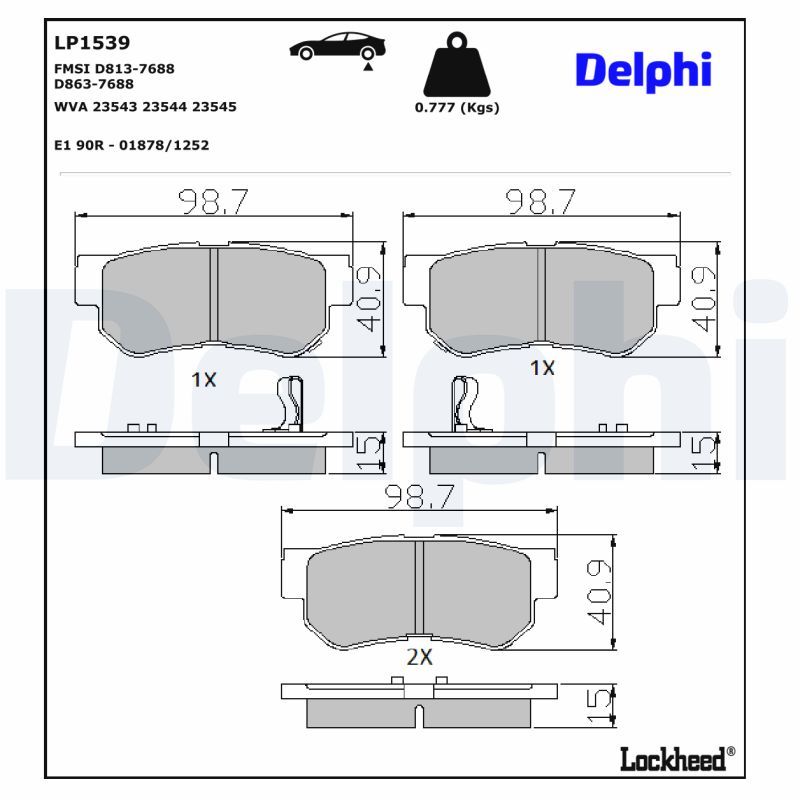 LP1539 Delphi Гальмівні колодки до дисків