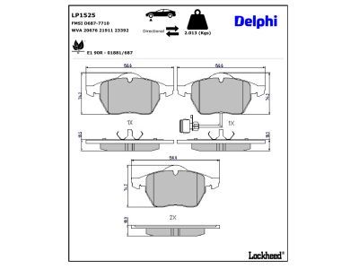 LP1541 Delphi Гальмівні колодки до дисків (з болтами)