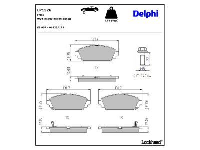 LP1541 Delphi Гальмівні колодки до дисків (з болтами)