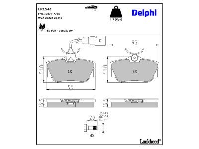 LP1541 Delphi Гальмівні колодки до дисків (з болтами)