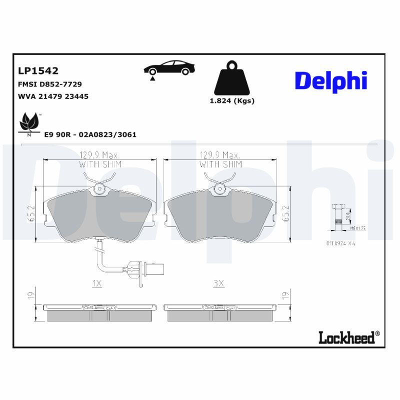 LP1542 Delphi Гальмівні колодки до дисків (з болтами)