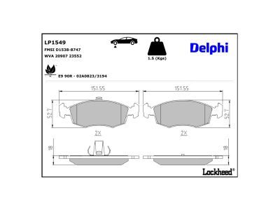 LP1549 Delphi Гальмівні колодки до дисків