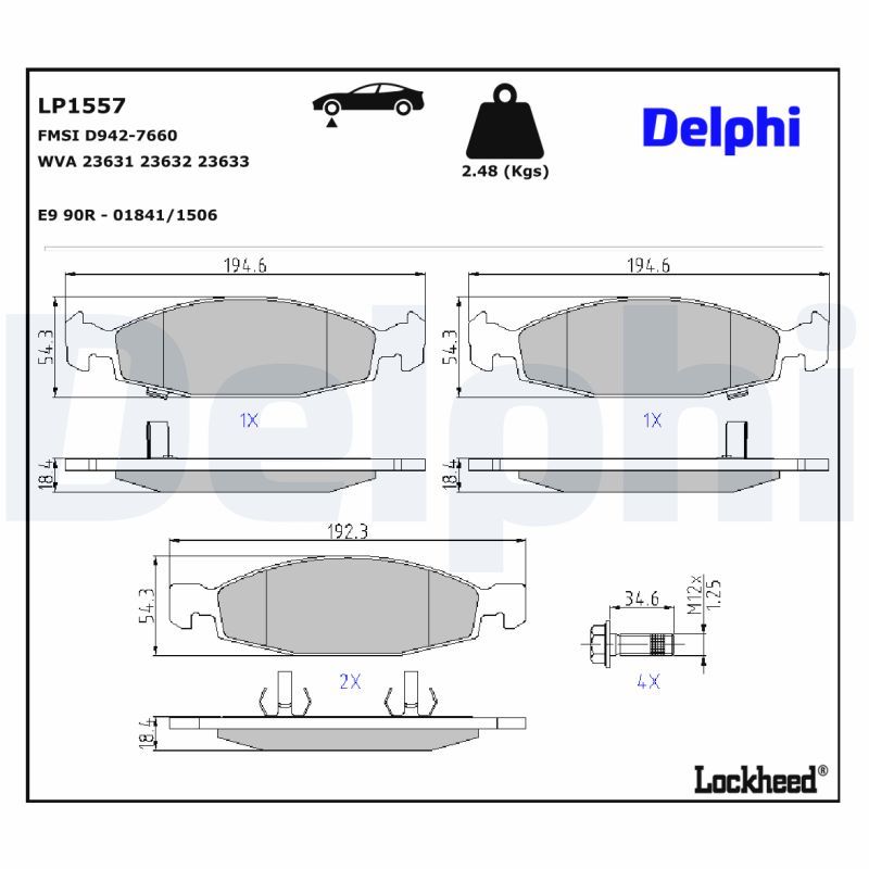 LP1557 Delphi Гальмівні колодки до дисків (з болтами)