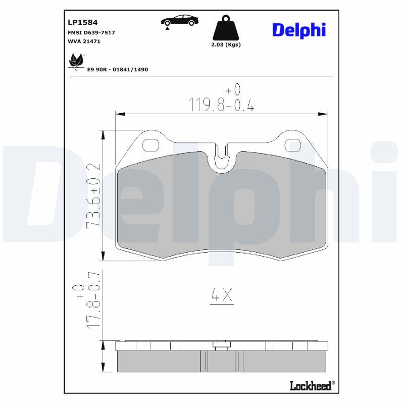 LP1584 Delphi Гальмівні колодки до дисків