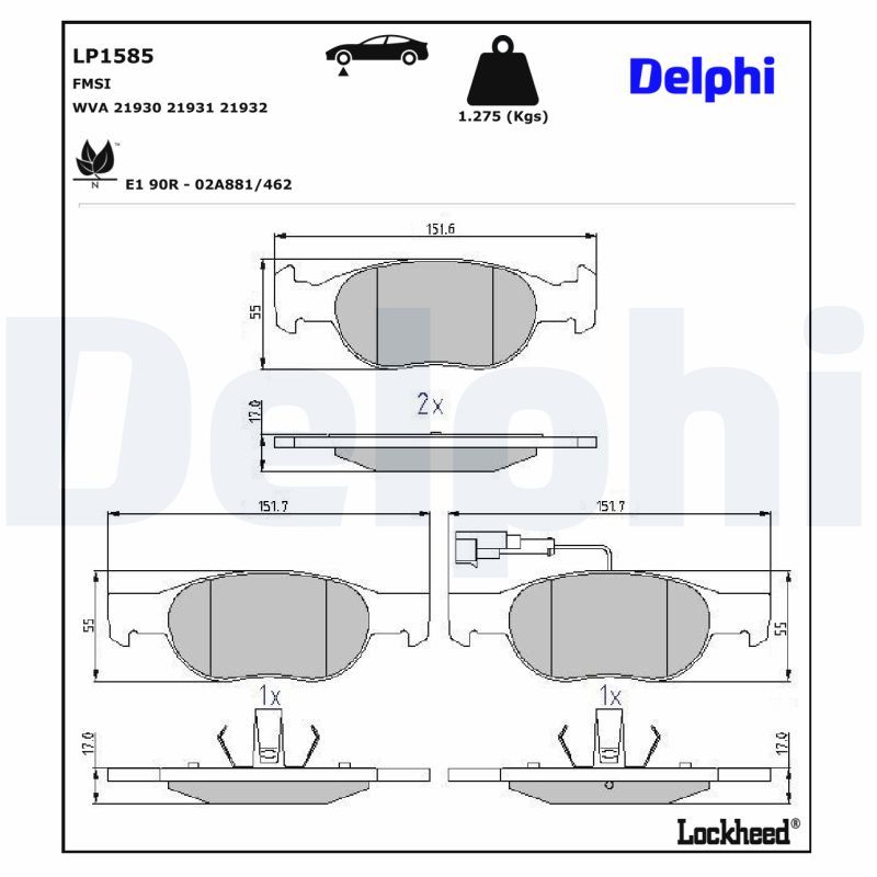 LP1585 Delphi Гальмівні колодки до дисків