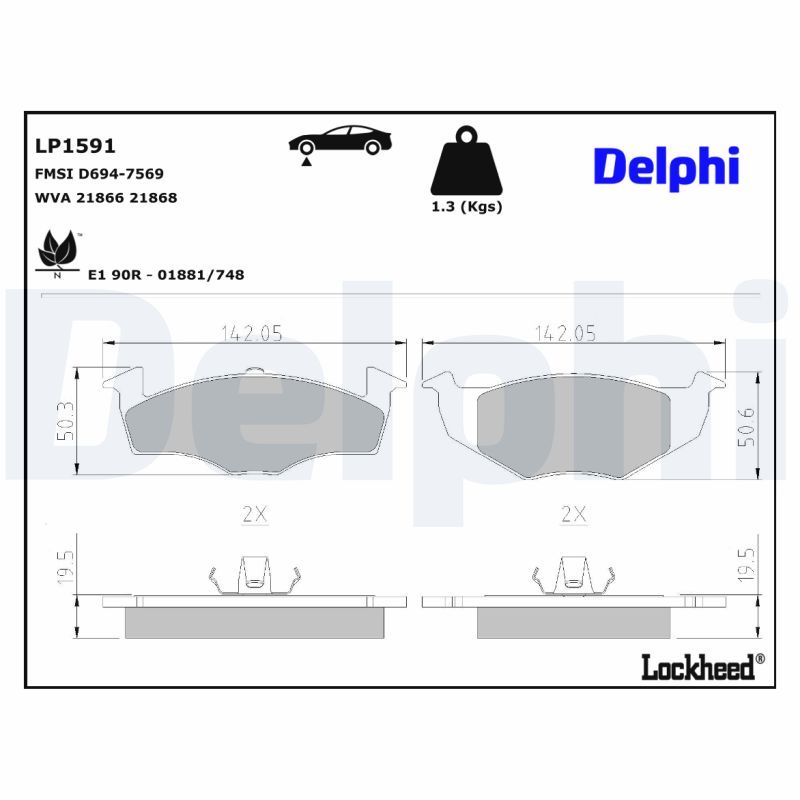 LP1591 Delphi Гальмівні колодки до дисків